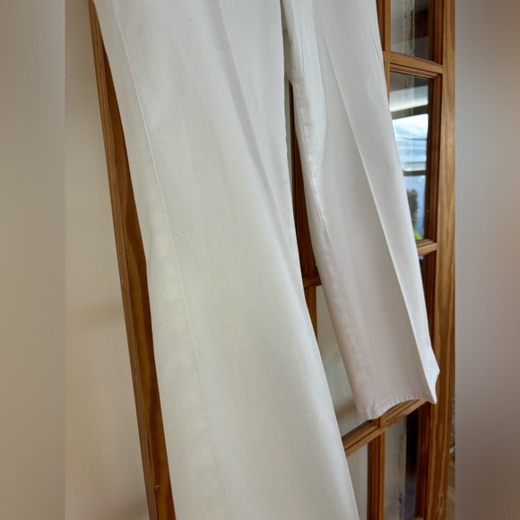 Tory Burch White Mid Rise Flat Front Side Zip Stretch Cotton Crop Trouser Size 8 - Picture 3 of 8